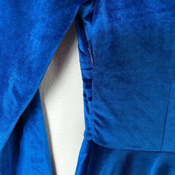 Electric Blue Velvet Mini Dress - Size M - Picture 5 of 6